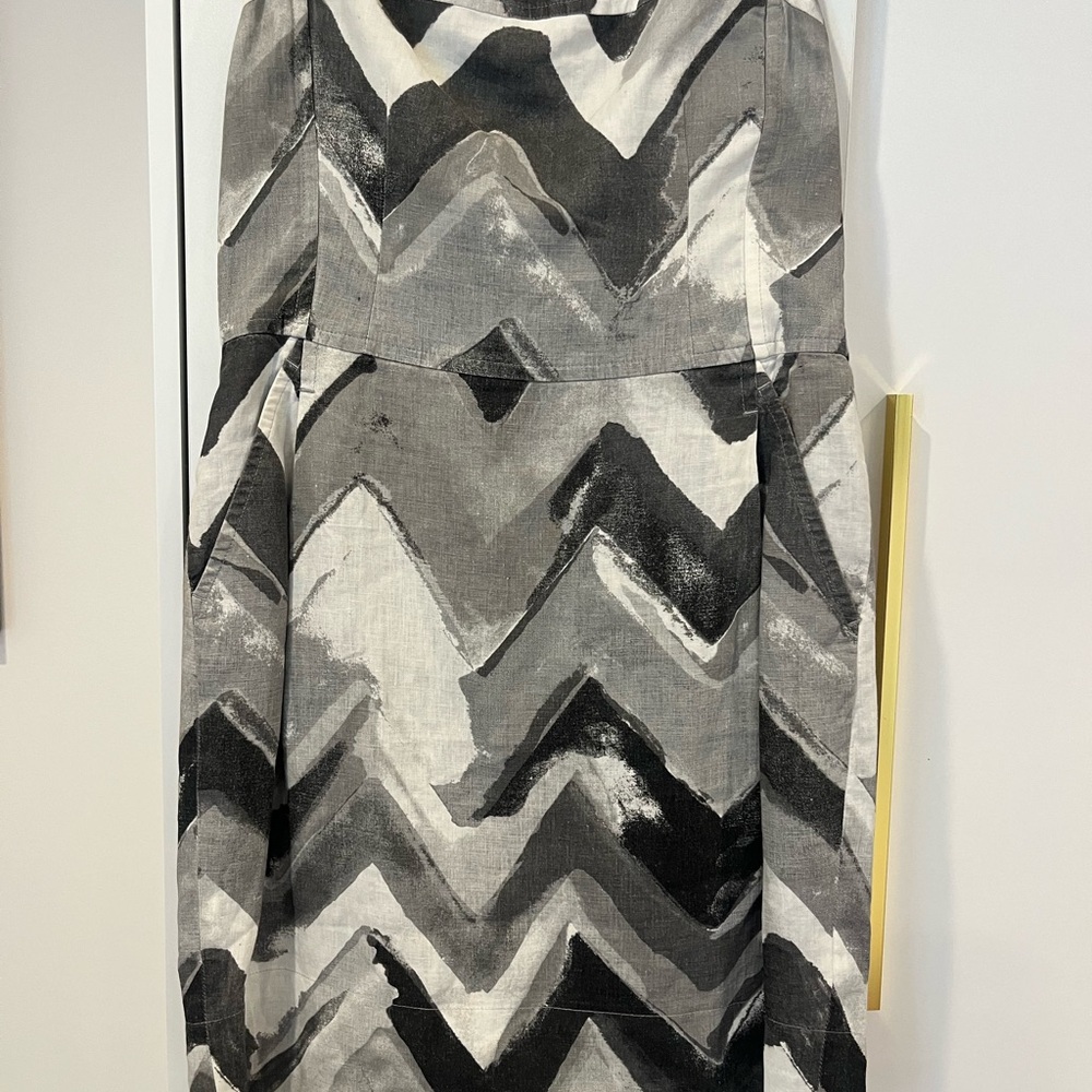 Linen Blend Chevron Patterned Dress